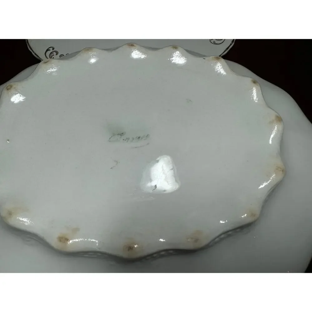 Vintage Semi-Vitreous Porcelain Oval Serving Dish Tureen With Lid & Handles